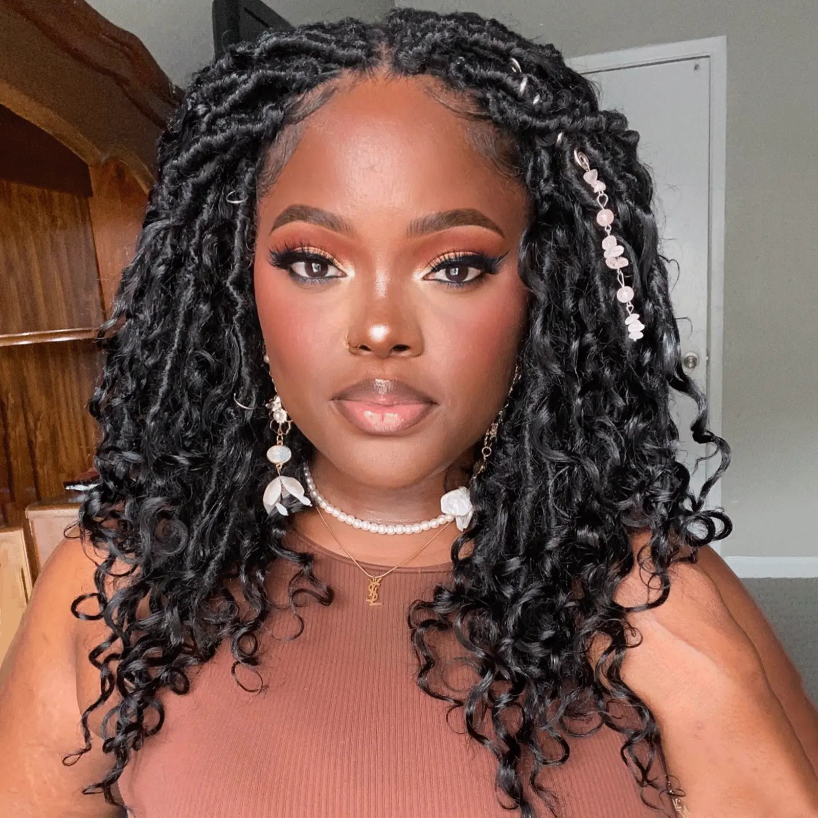 Toyotress Crochet Boho Locs Braiding Hair With Human Hair Curls Pre Looped Goddess Boho Dreadlocks Curly Full Ends Hair Extensions